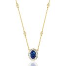 18K Yellow Gold Necklace with 0.48ctw Diamonds and 0.77ctw Sapphires