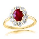 18K Yellow Gold Ring with 0.74ctw Diamonds and 0.92ctw Rubies