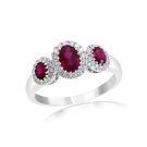 14K White Gold Ring with 0.24ctw Diamonds and 0.88ctw Rubies