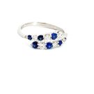 18K White Gold Ring with 0.38ctw Diamonds and 0.43ctw Sapphires