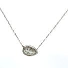 18K White Gold 1.66ctw Diamond Halo Pendant with GIA 5443920680 Pear 1.50 FSI2 VGGD Faint and 0.16ctw melee