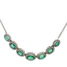 14K White Gold Necklace with 1.00ctw Diamonds and 2.80ctw Emeralds