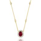 18K Yellow Gold Necklace with 0.50ctw Diamonds and 0.71ctw Rubies