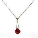 18K Yellow Gold Necklace with 0.07ctw Diamonds and 1.30ctw Rubies