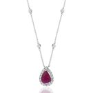 18K White Gold Necklace with 0.30ctw Diamonds and 1.03ctw Rubies