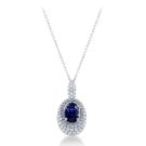 18K White Gold Necklace with 0.67ctw Diamonds and 1.28ctw Sapphires