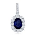 18K White Gold Necklace with 0.43ctw Diamonds and 0.88ctw Sapphires