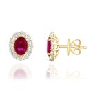 18K Yellow Gold Earrings with 0.60ctw Diamonds and 0.90ctw Rubies