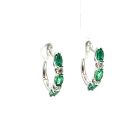 14K White Gold Earrings with 0.36ctw Diamonds and 1.27ctw Emeralds