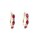 14K Yellow Gold Earrings with 0.36ctw Diamonds and 1.63ctw Rubies