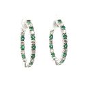 14K White Gold Earrings with 1.00ctw Diamonds and 0.87ctw Emeralds