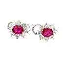 14K White Gold Earrings with 1.20ctw Diamonds and 1.54ctw Rubies