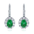 18K White Gold Earrings with 0.92ctw Diamonds and 0.80ctw Emeralds