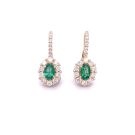 18K Yellow Gold Earrings with 0.92ctw Diamonds and 0.80ctw Emeralds