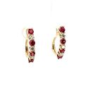 14K Yellow Gold Earrings with 0.60ctw Diamonds and 1.25ctw Rubies