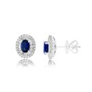 18K White Gold Earrings with 0.65ctw Diamonds and 1.08ctw Sapphires