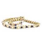 14K Yellow Gold Bracelet with 1.31ctw Diamonds and 1.71ctw Sapphires
