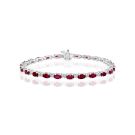 14K White Gold Bracelet with 1.25ctw Diamonds and 6.80ctw Rubies