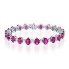 14K White Gold Bracelet with 1.57ctw Diamonds and 8.80ctw Rubies