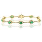 14K Yellow Gold Bracelet with 1.37ctw Diamonds and 2.01ctw Emeralds