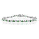 14K White Gold Bracelet with 1.32ctw Diamonds and 1.16ctw Emeralds