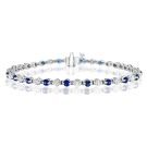 14K White Gold Bracelet with 1.60ctw Diamonds and 2.65ctw Sapphires