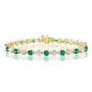14K Yellow Gold Bracelet with 2.88ctw Diamonds and 2.05ctw Emeralds