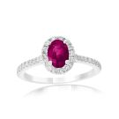 14K White Gold Ring with 0.56ctw Diamonds and 1.25ctw Rubies