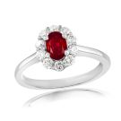 18K White Gold Ring with 0.45ctw Diamonds and 0.52ctw Rubies