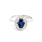 18K White Gold Ring with 0.35ctw Diamonds and 0.52ctw Sapphires