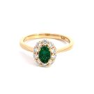 18K Yellow Gold Ring with 0.80ctw Diamonds and 0.68ctw Emeralds