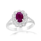 18K White Gold Ring with 0.78ctw Diamonds and 0.88ctw Rubies