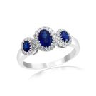 18K White Gold Ring with 0.29ctw Diamonds and 0.93ctw Sapphires
