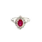 18K White Gold Ring with 0.65ctw Diamonds and 0.86ctw Rubies