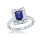 14K White Gold Ring with 0.61ctw Diamonds and 1.03ctw Sapphires