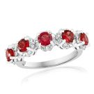 18K White Gold Ring with 0.44ctw Diamonds and 0.89ctw Rubies