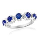 18K White Gold Ring with 0.44ctw Diamonds and 0.86ctw Sapphires