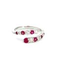 18K White Gold Ring with 0.38ctw Diamonds and 0.43ctw Rubies