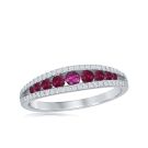 18K White Gold Ring with 0.16ctw Diamonds and 0.41ctw Rubies