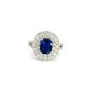 18K White Gold Ring with 1.63ctw Diamonds and 1.75ctw Sapphires