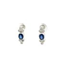 18K White Gold 1/4ctw Diamond and Sapphire Oval Earrings