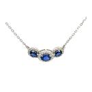 14K White Gold 0.90ctw Blue Sapphire and 0.27ctw Diamond Necklace