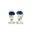 18K White Gold 1.18ctw Blue Sapphire and 0.32ctw Diamond Earrings