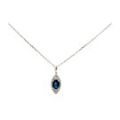 18K White Gold 1.00ctw Blue Sapphire and 0.25ctw Diamond Pendant
