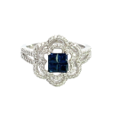 18K White Gold 0.48ctw Blue Sapphire and 0.50ctw Diamond Ring