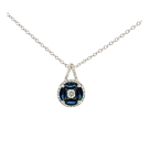 18K White Gold 1.40ctw Blue Sapphire and 0.34ctw Diamond Pendant