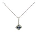 18K White Gold 0.48ctw Blue Sapphire and 0.48ctw Diamond Pendant