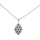 18K White Gold 0.30ctw Blue Sapphire and 0.46ctw Diamond Pendant