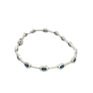 18K White Gold 1.40ctw Blue Sapphire and 1.40ctw Diamond Bracelet