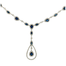 18K White Gold 2.47ctw Blue Sapphire and 1.80ctw Diamond Necklace
